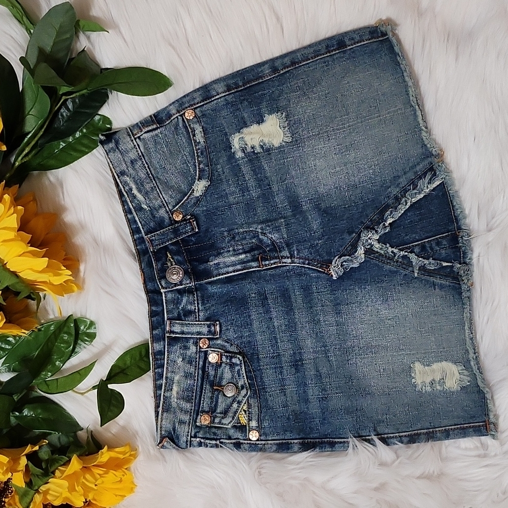 True Religion  Joey Mini Denim Skirt
